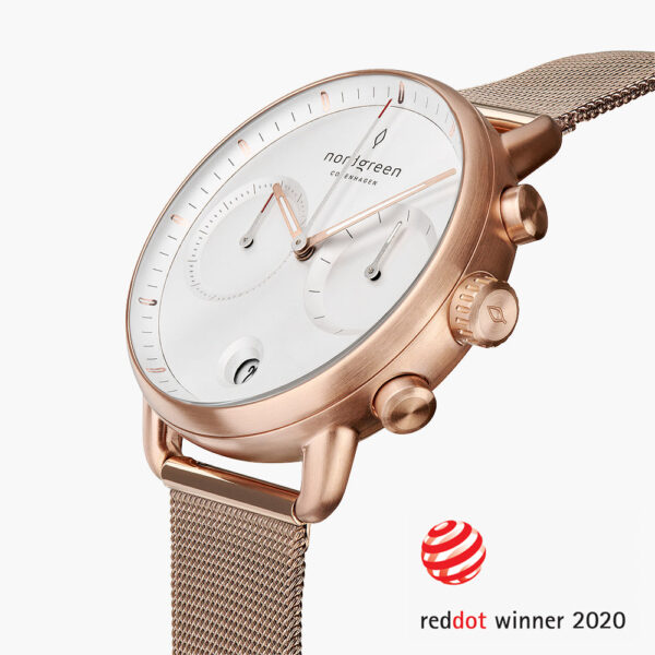 Pioneer - Weißes Ziffernblatt - Roségold | 42mm Armband Mesh Roségold - Refurbished