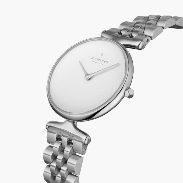 Unika - Weißes Ziffernblatt - Silber | 32mm 5-Link Armband