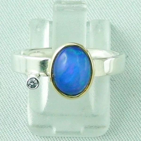 Opalring Silberring mit blauen opal diamant opal schmuck kaufen R00233 1