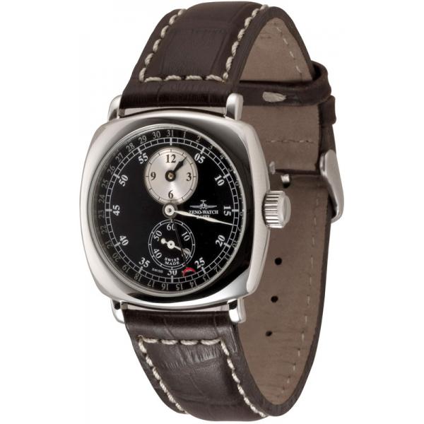 zeno watch basel retro regulator handaufzuguhr zeigerdatum schwarz