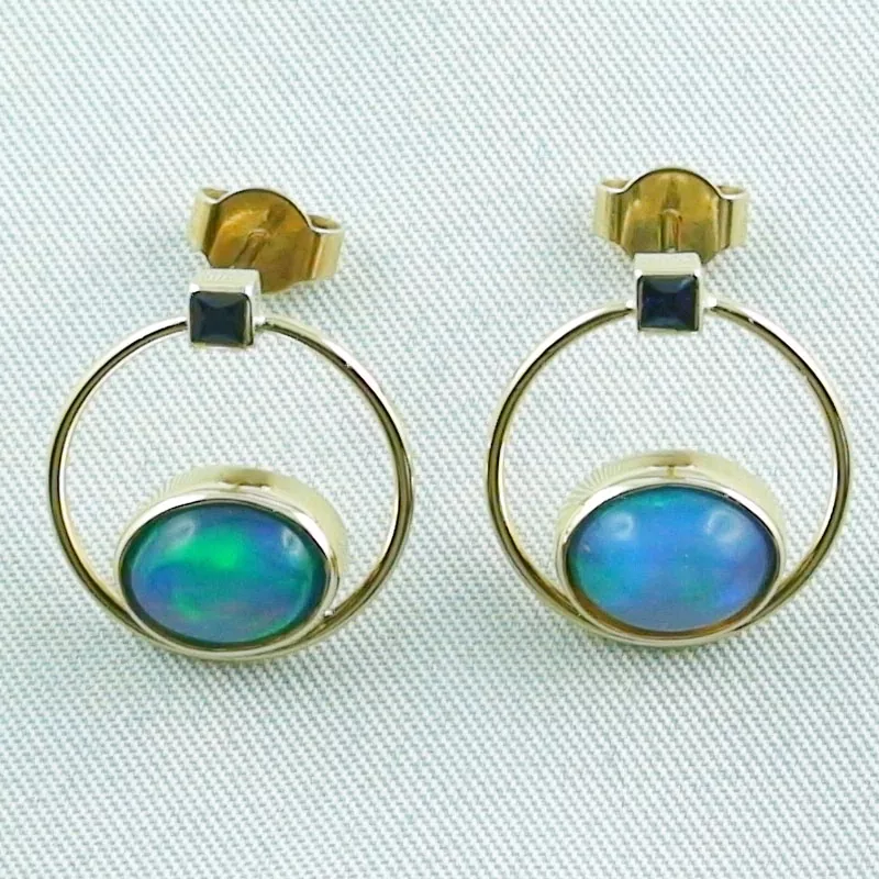 A00156 1 18k gold ohrstecker mit welo opal saphire schmuck sicher online kaufen