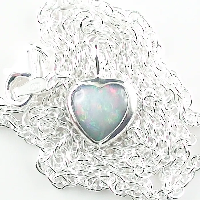 A00496 1 935er silberanhaenger mit white opal herz und 925er silberkette silber opal schmuck sicher online bestellen