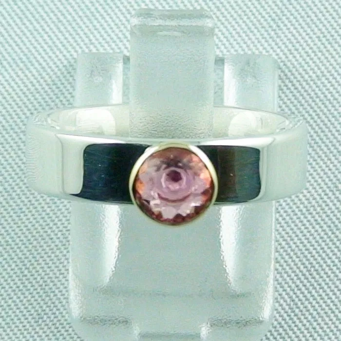 R00268 1 sterling silberring mit pink turmalin in 18k gold gefasst schmuck sicher online kaufen