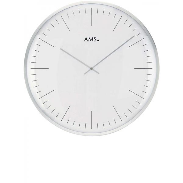 ams bauhaus quartzwanduhr silber gross