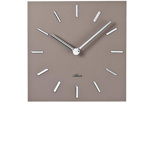 atlanta design silent quartz wanduhr square pure grau