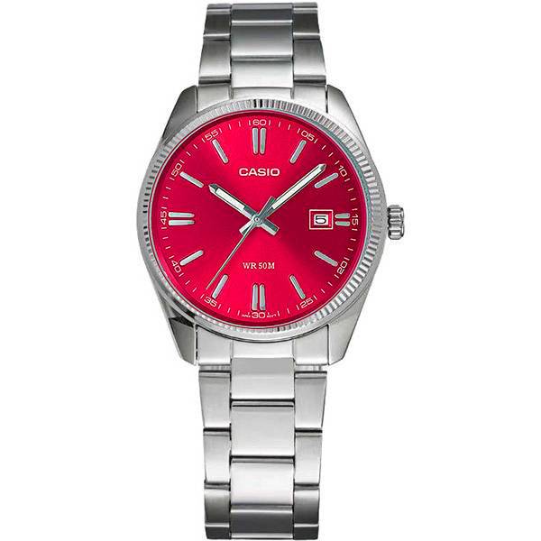 casio analog retro quartzuhr rot