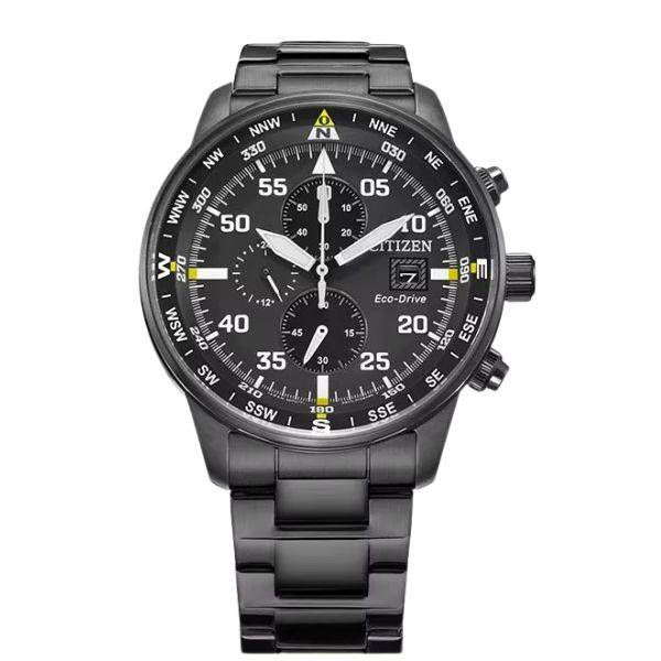 citizen flieger chronograph eco drive solaruhr schwarz