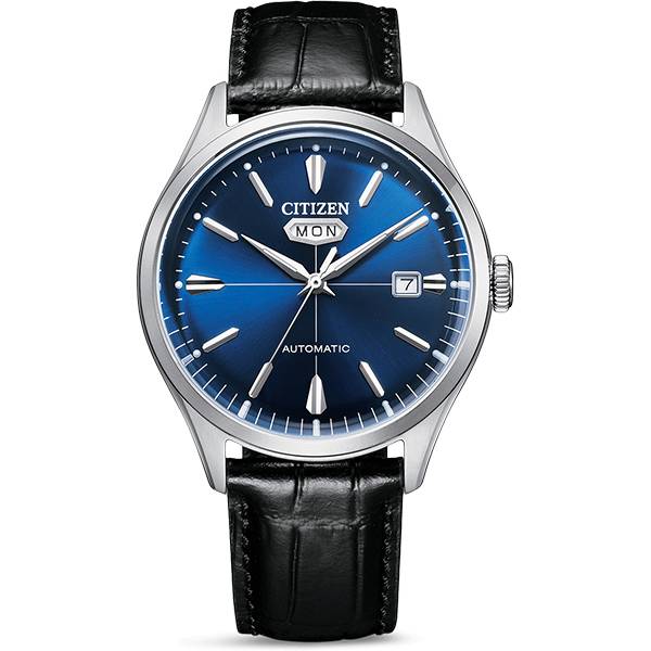 citizen retro automatik uhr c7 day date stahl blau