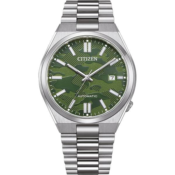 citizen tsuyosa retro automatik uhr stahl grn camoflage