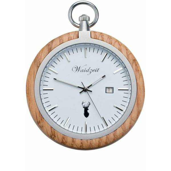 design taschenuhr quartz waidzeit eichenholz