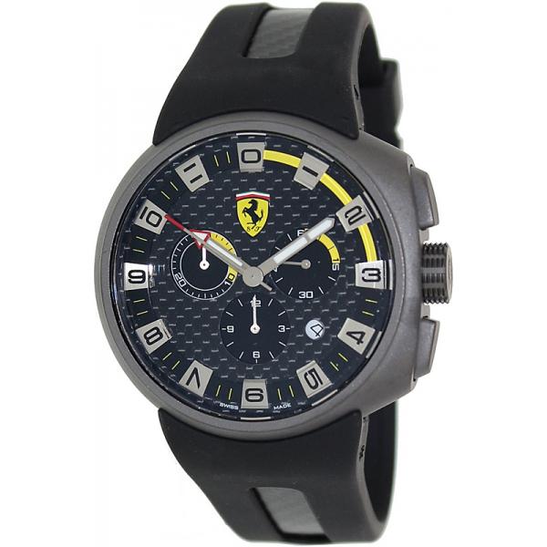 ferrari podium chronograph quartzuhr grau schwarz gelb