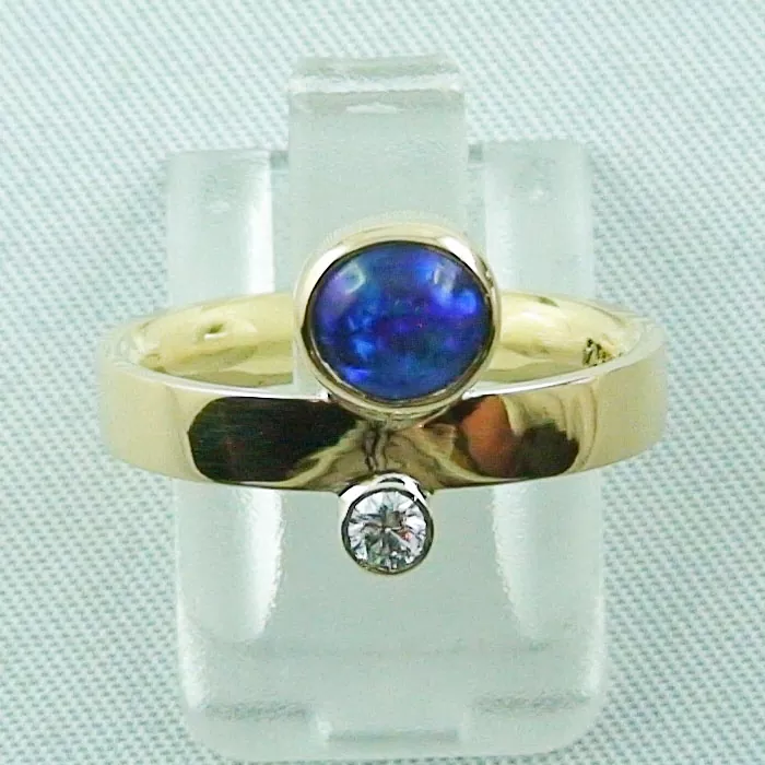 massiver goldring damenring opalring online kaufen blauer opal edelstein R00245 1