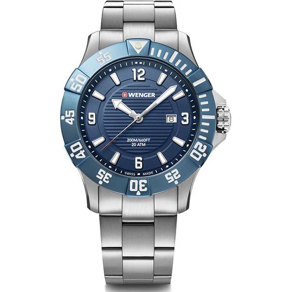 wenger seaforce 43 taucheruhr edelstahl blau