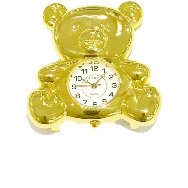 zeno miniaturuhr teddybr g quartz tischuhr klein messing