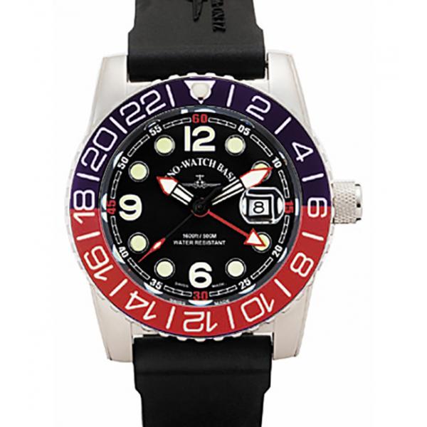 zeno watch basel airplane diver xl taucheruhr gmt blau rot