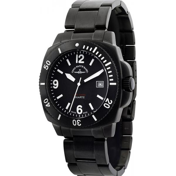 zeno watch basel diver look quartzuhr schwarz