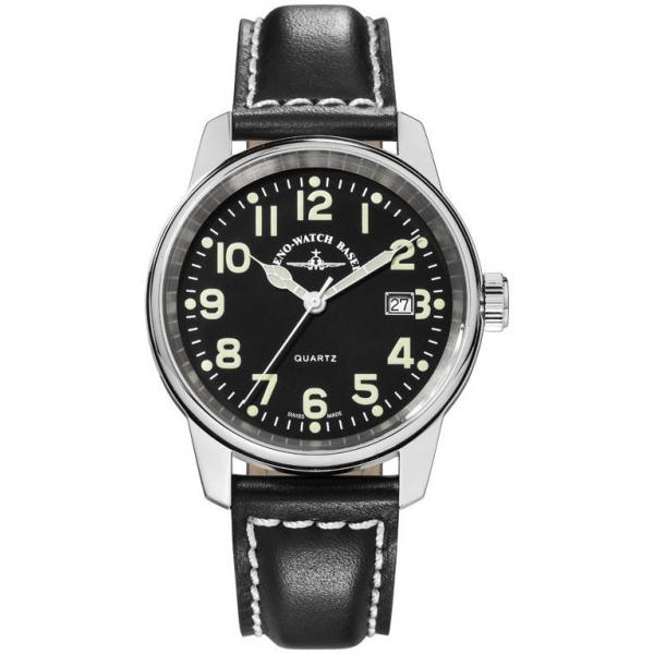 zeno watch basel pilot classic fliegeruhr edelstahl poliert