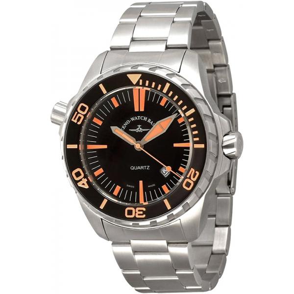 zeno watch basel pro diver ii xl quartz taucheruhr schwarz orange mb