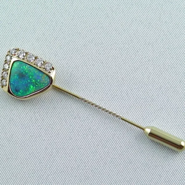 A00015 1 gold reversnadel krawattennadel black crystal opal diamanten