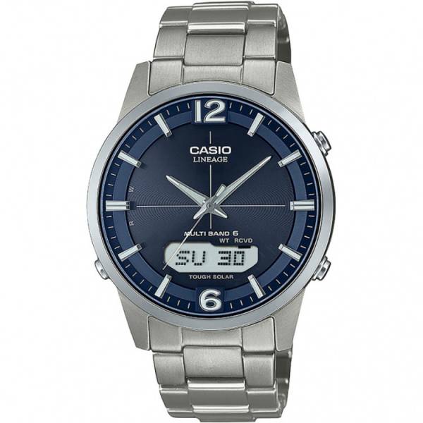 casio digi analog lineage daydate solar funkuhr titan blau