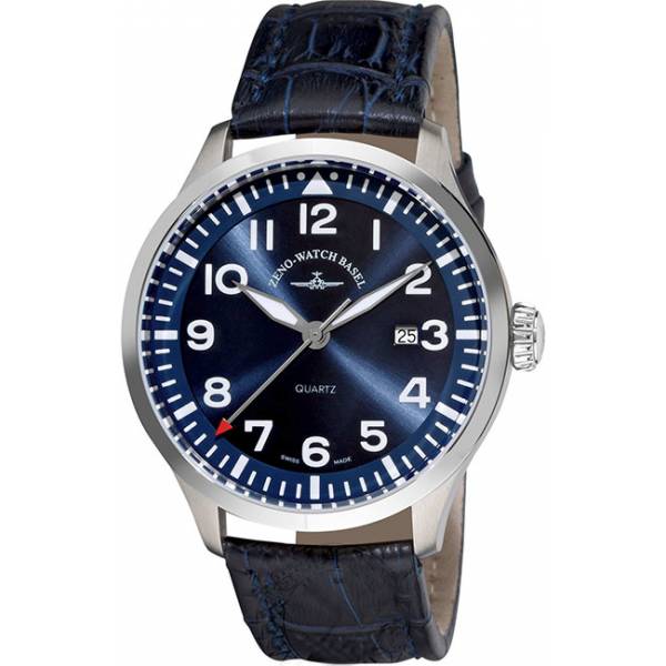 zeno watch basel pilot navigator quartz fliegeruhr blau