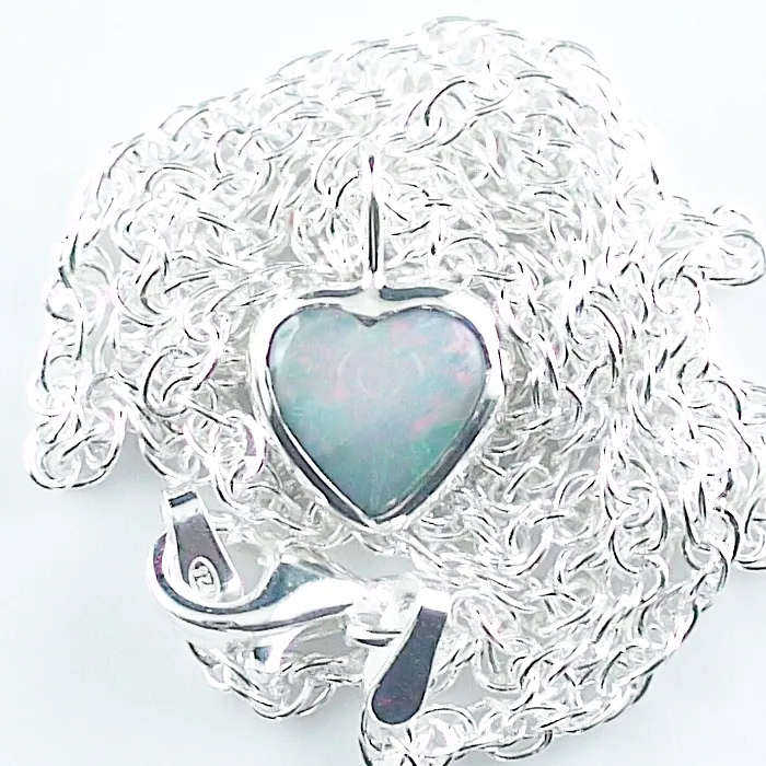 A00491 1 935er silberanhaenger mit white opal herz und 925er silberkette silber opal schmuck sicher online bestellen