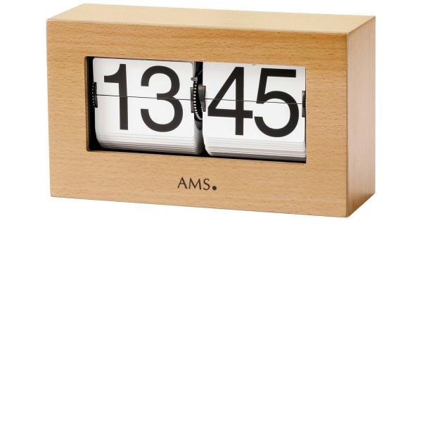 ams flip clock digital tischuhr buche