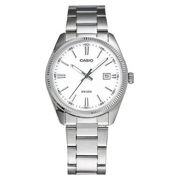 casio analog retro quartzuhr weiss