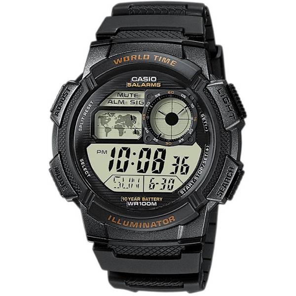 casio sport digitaluhr worldtimer mit 5 alarmen schwarz