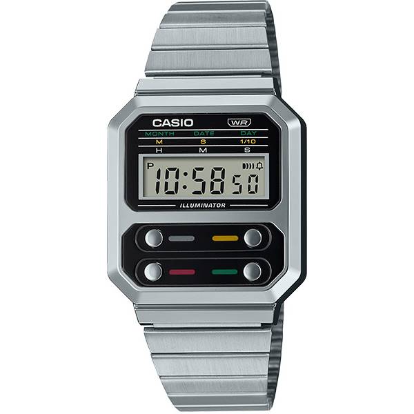 casio vintage lcd digitaluhr edgy illuminator silber