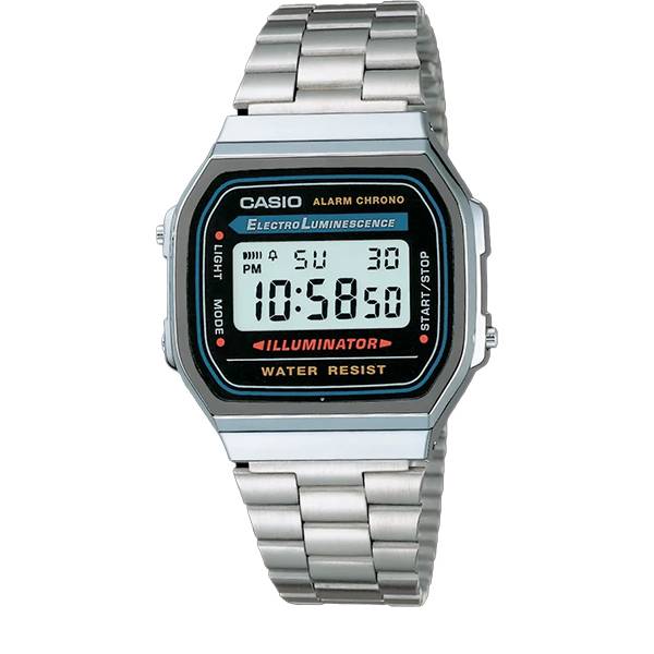 casio vintage lcd digitaluhr iconic illuminator silber