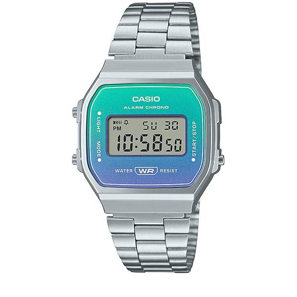 casio vintage lcd digitaluhr iconic illuminator trkis blau