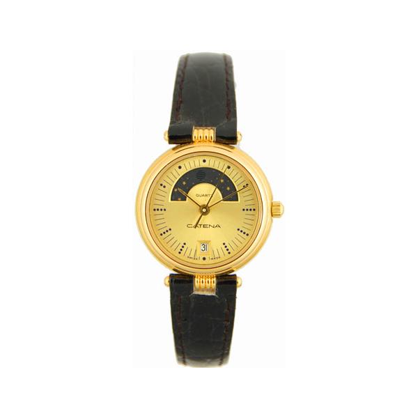 catena lune femme quartz mondphasenuhr champagne