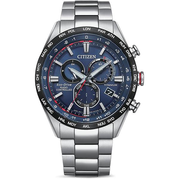 citizen elegant weltzeit eco drive solar funkuhr titan blau