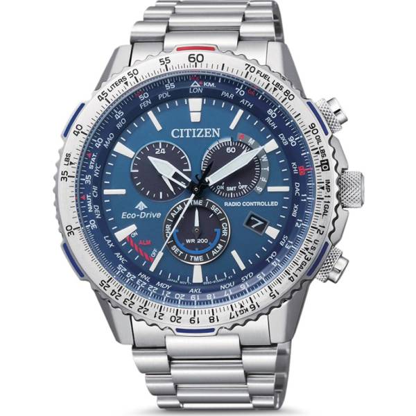 citizen promaster sky pilot chrono eco drive solar funkuhr stahl blau