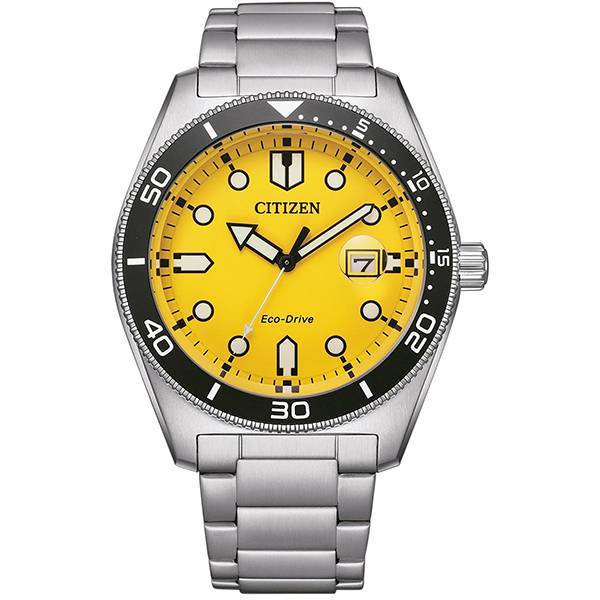 citizen sport eco drive diver solaruhr stahl gelb