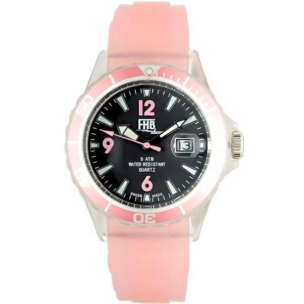 fhb fun watch opaque quartz uhr mit silikonband rosa