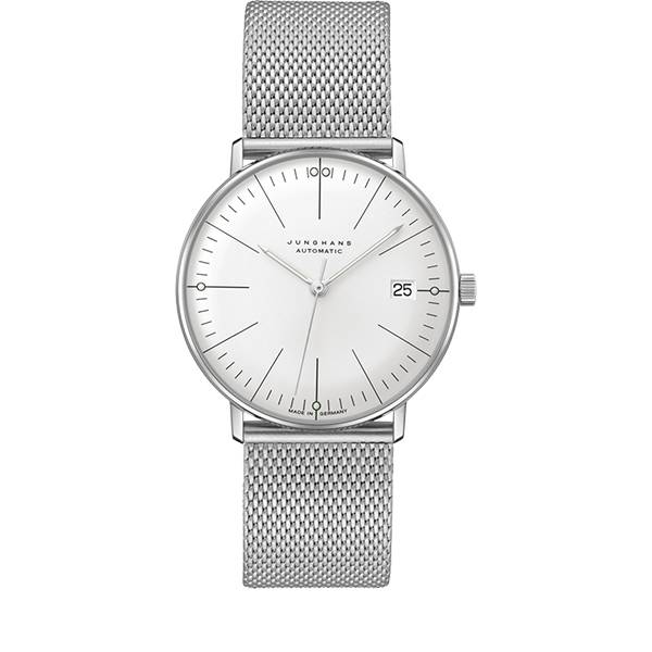 junghans max bill 34 automatikuhr stahl weiss index mesh