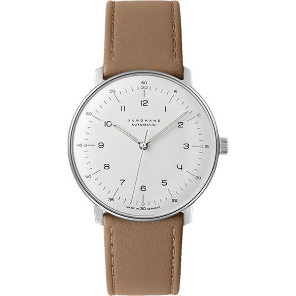 junghans max bill 38 automatikuhr stahl weiss zahlen