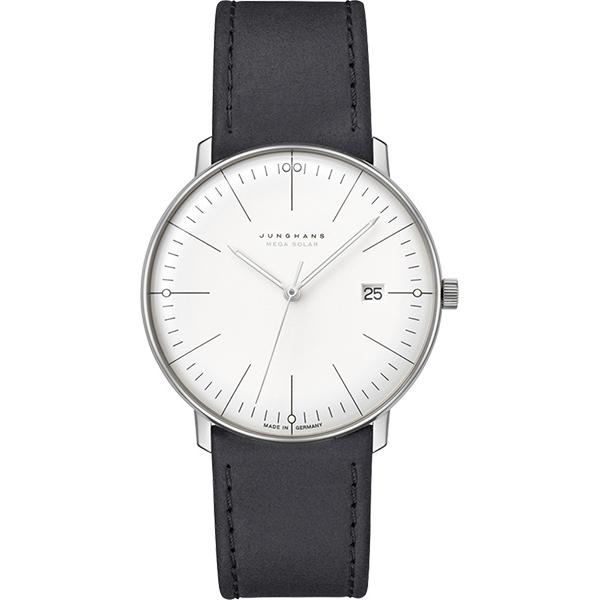 junghans max bill 38 mega solar funkuhr titan weiss