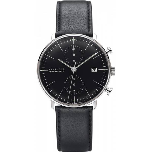 junghans max bill 40 automatikuhr chronoscope stahl schwarz