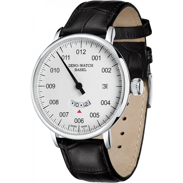 zeno bauhaus einzeigeruhr 42mm weiss