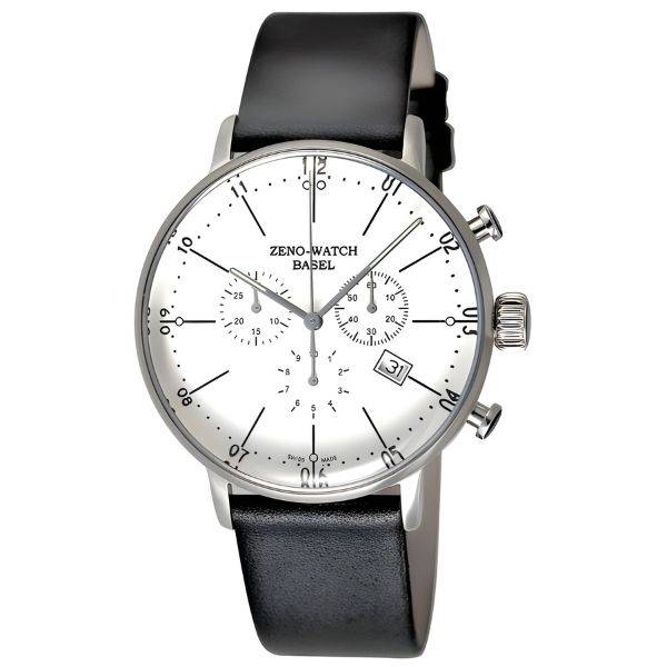 zeno watch basel bauhaus chronograph quartzuhr weiss