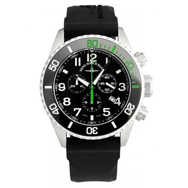 zeno watch basel diver ceramic chrono quartz stahl schwarz grn