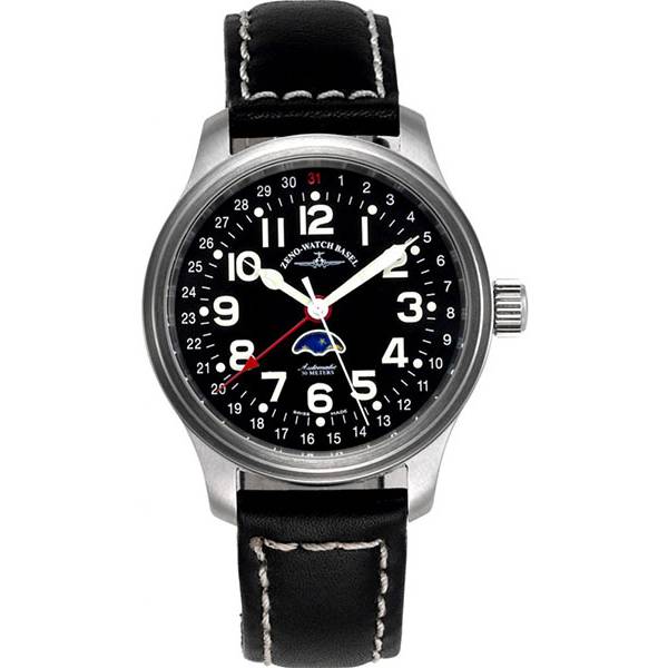 zeno watch basel pilot automatik fliegeruhr mondphase