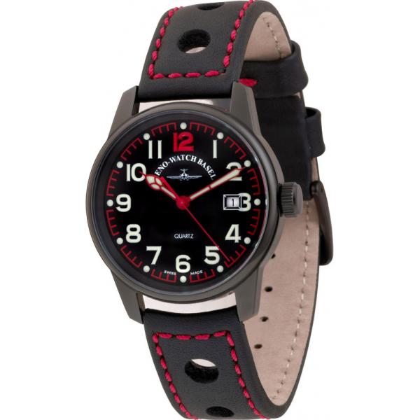 zeno watch basel pilot classic fliegeruhr schwarz rot