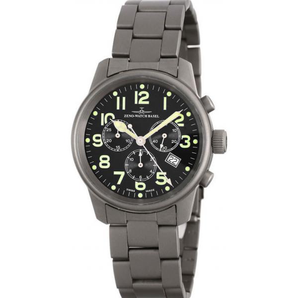 zeno watch basel pilot classic quartz fliegeruhr chronograph titan