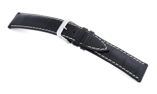 Lederband Tupelo 20mm schwarz mit Alligatorprägung