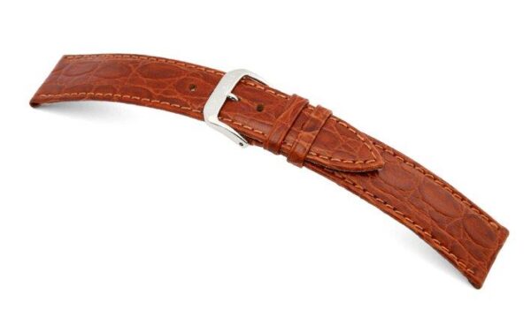 Lederband Bahia 8mm cognac XL mit Krokodillederprägung