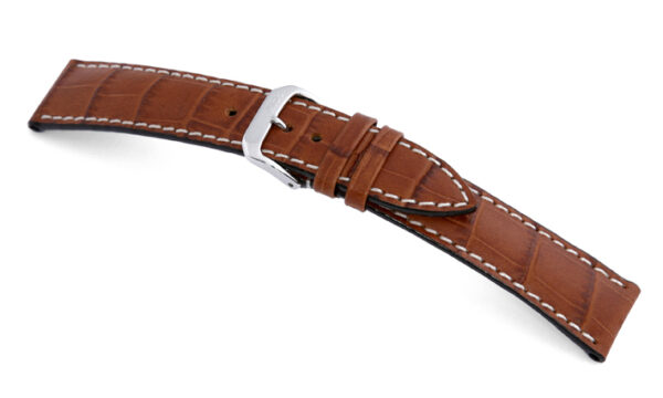 Lederband Tupelo 20mm cognac mit Alligatorprägung